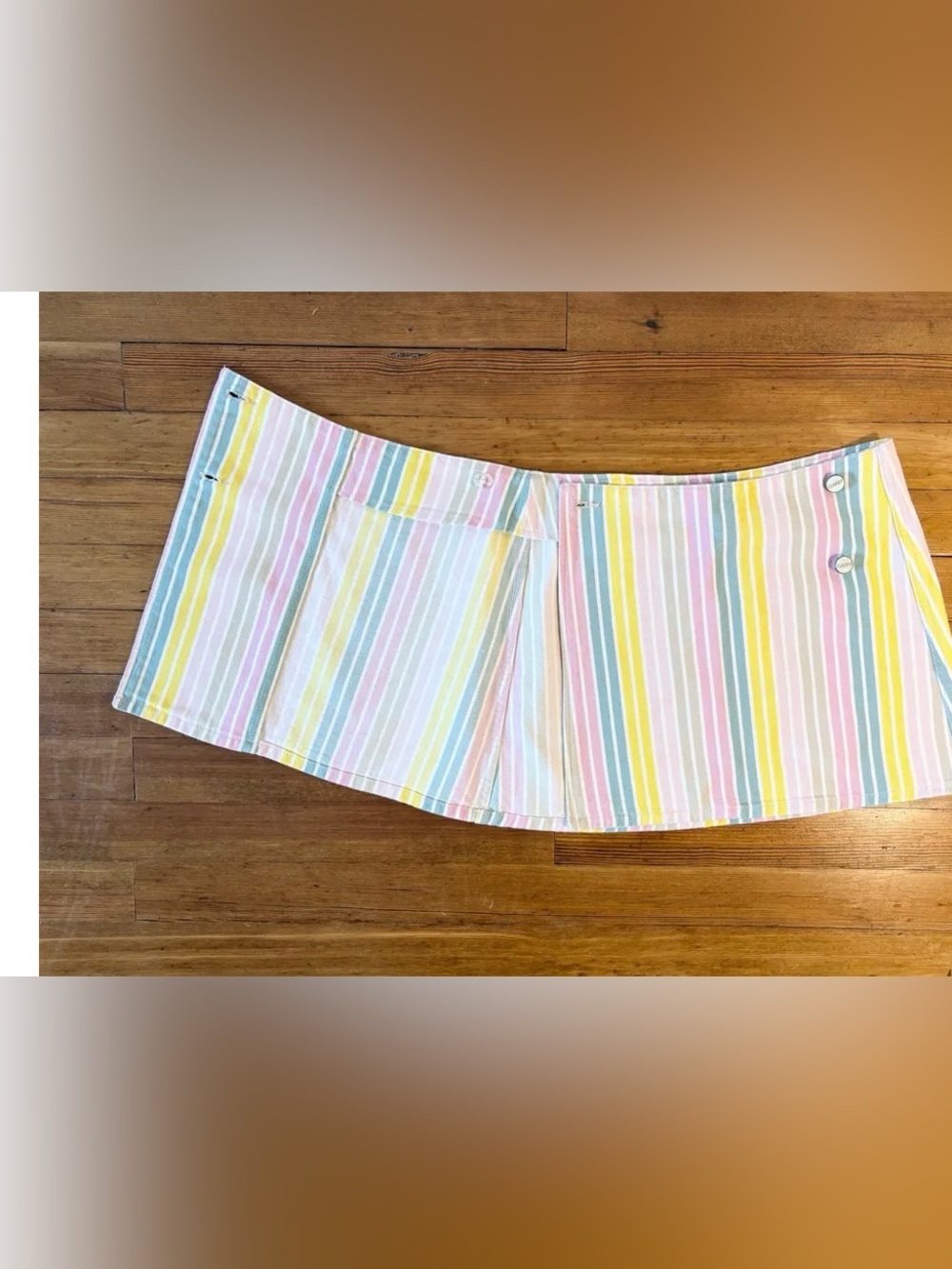 GANNI Striped Denim A-Line Mini Wrap Skirt sz 34 XS NWT - Picture 6 of 8